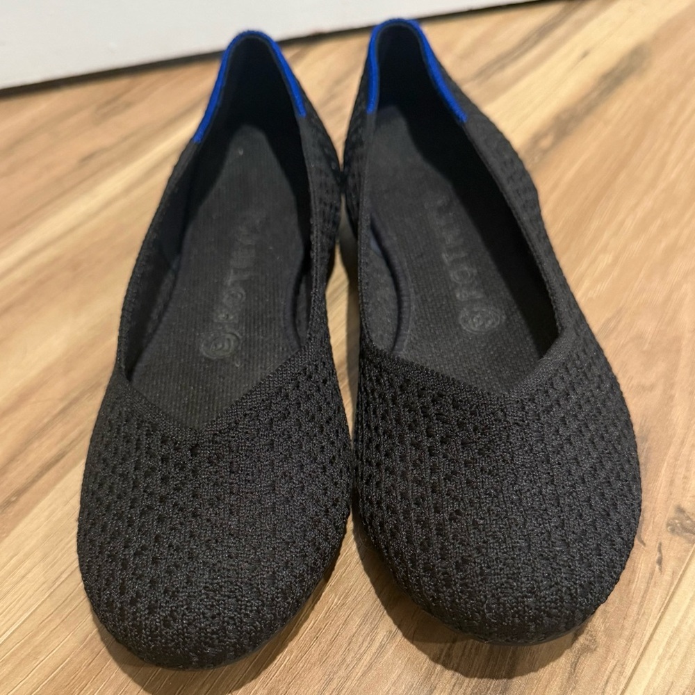 Rothy's Black Flats with Blue Trim